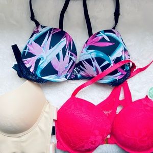 Lot of 3 brand new 34B Padded Bras with pretty back strap details